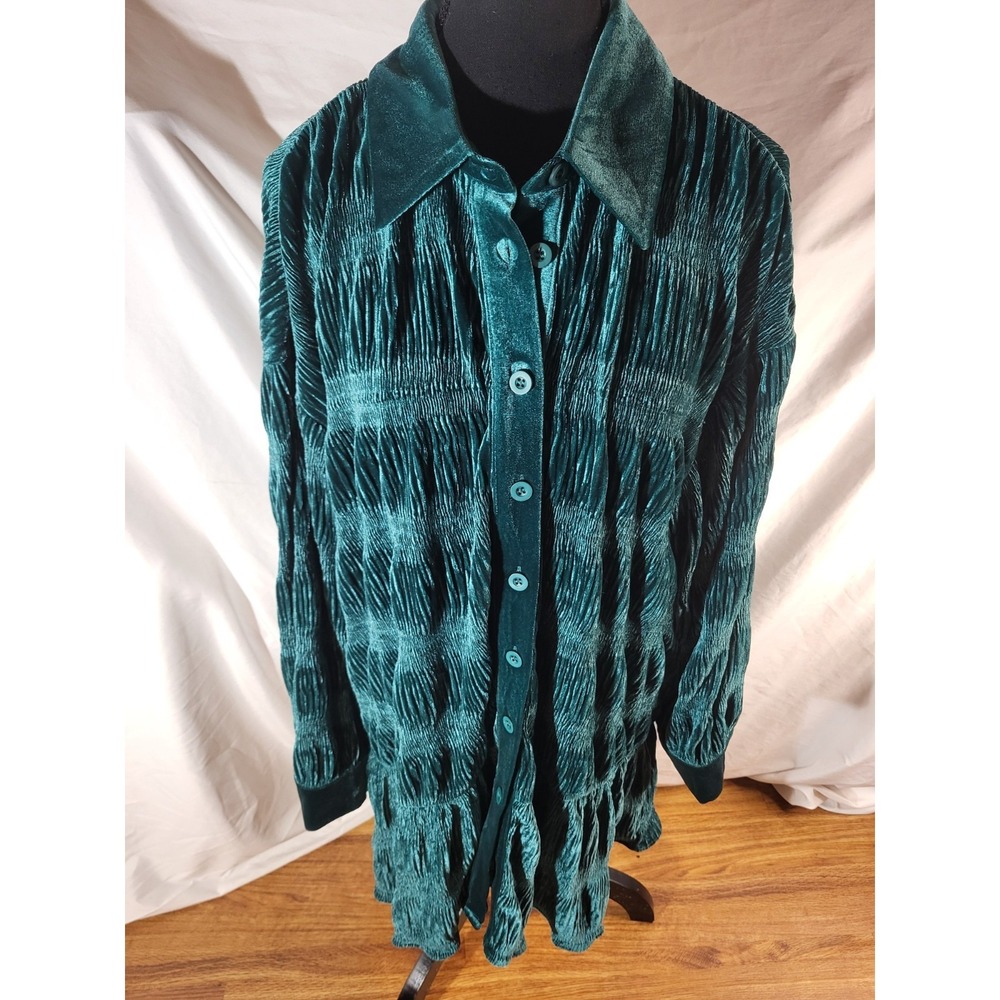 Lalavon Emerald Green Size L Rouched Mini Dress
